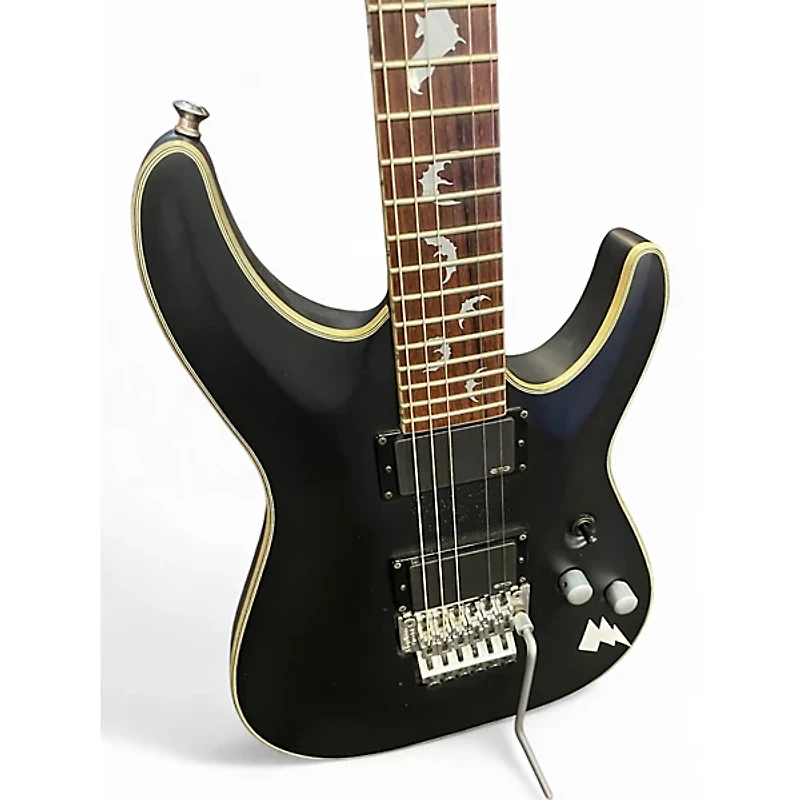 Used Schecter Guitar Research Damien Platinum Black Solid Body Electric Guitar