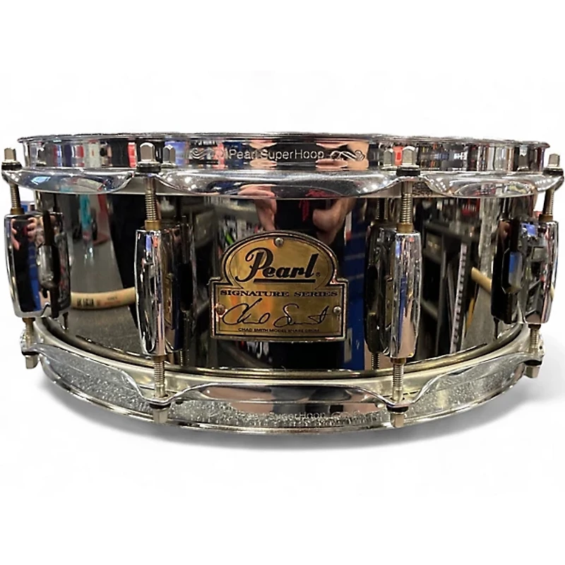 Used Pearl 14X5.5 Chad Smith Snare Black Chrome Drum