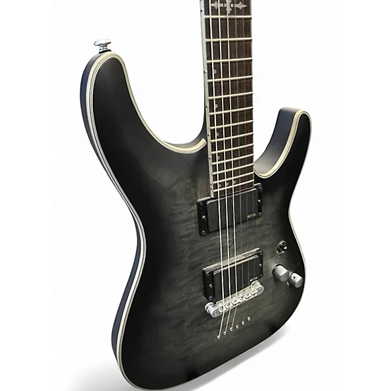 Used Schecter Guitar Research C1 Platinum Trans Black Solid Body Electric Guitar