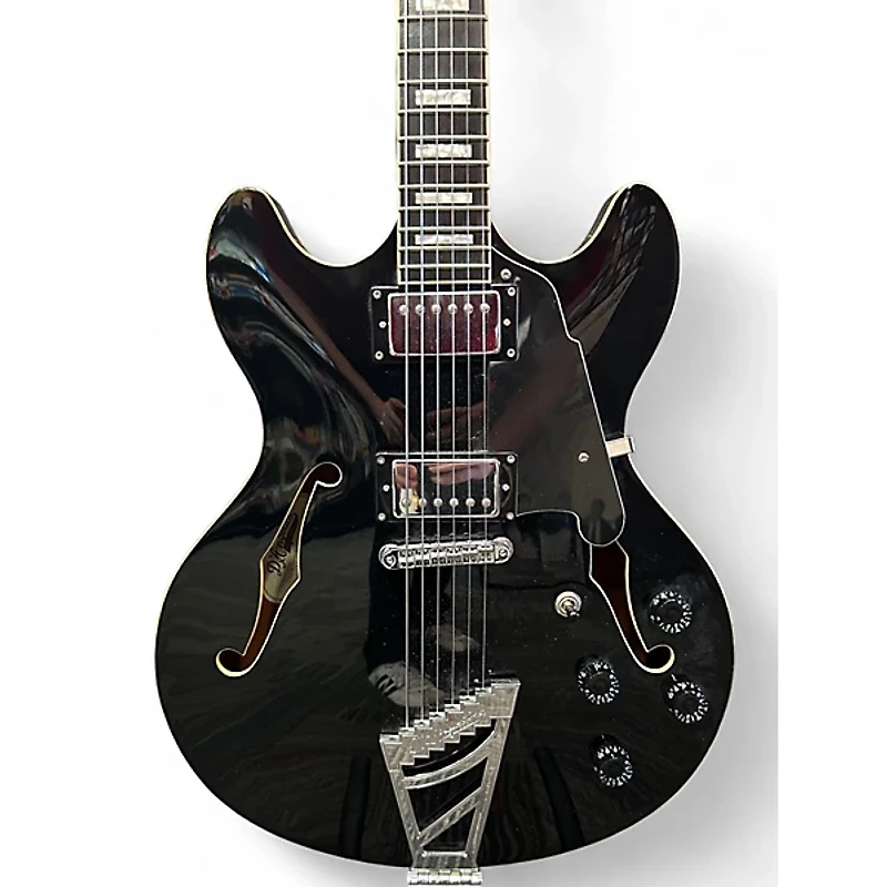 Used D'Angelico Premier Series DC BLACK Hollow Body Electric Guitar