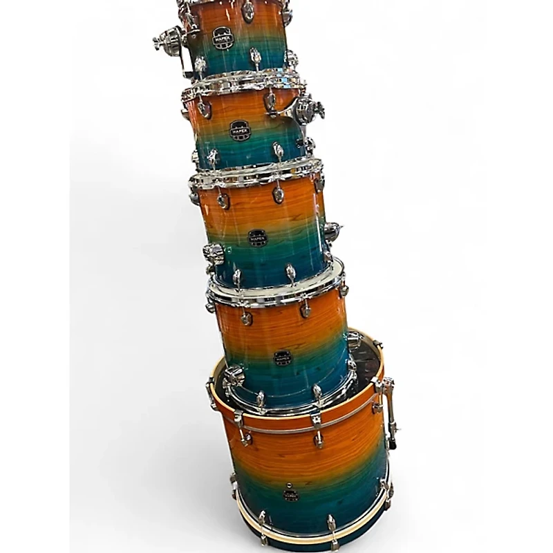 Used Mapex 6 Piece Studioease FAST TOM 6-Piece SHELL PACK OCEAN SUNSET Drum Kit
