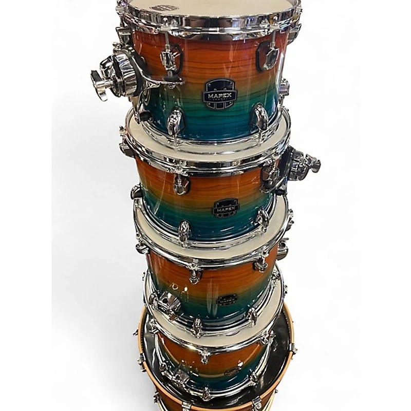 Used Mapex 6 Piece Studioease FAST TOM 6-Piece SHELL PACK OCEAN SUNSET Drum Kit
