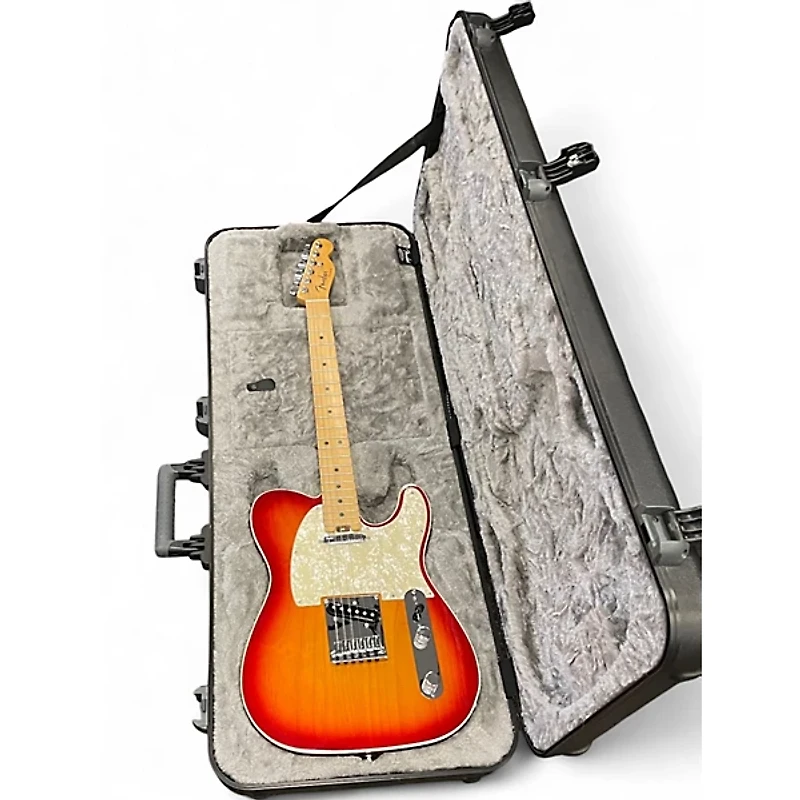 Used Fender Telcaster American Elite Aged Cherry Sunburst Solid Body Electric Guitar