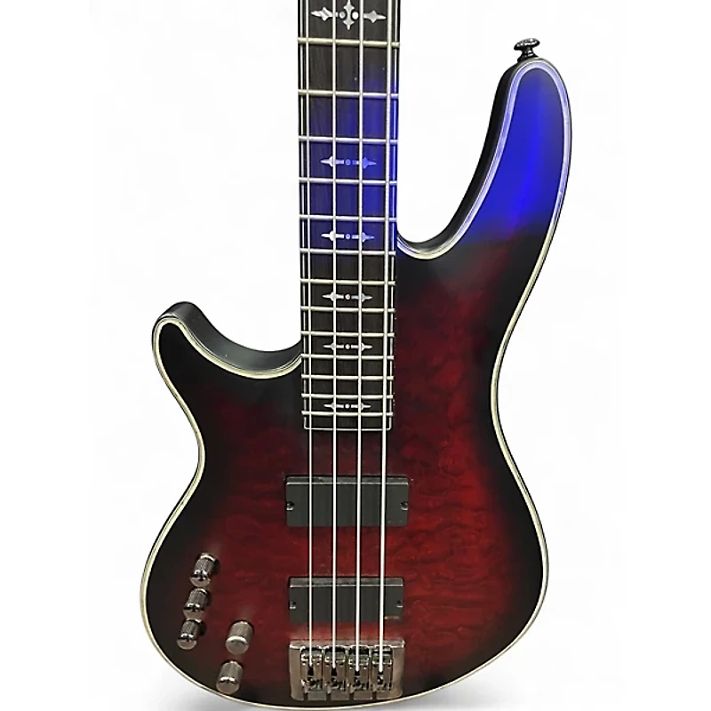 Used Schecter Guitar Research Hellraiser Extreme 4 String Crimson Red Trans Electric Bass Guitar