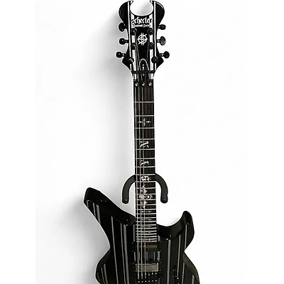 Used Schecter Guitar Research Synyster Gates Signature Custom S Black and Silver Solid Body Electric Guitar