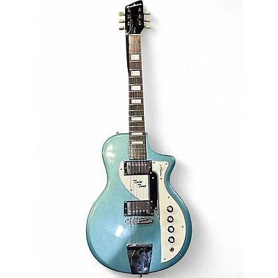Used Airline Twin Tone Metallic Blue Solid Body Electric Guitar