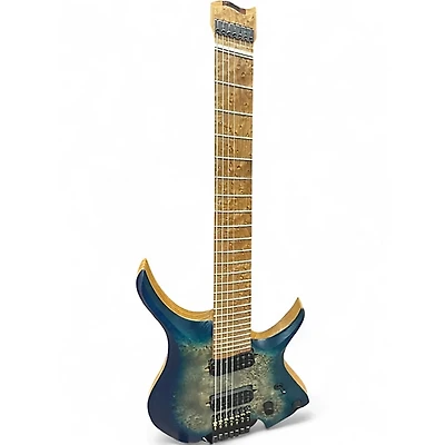 Used Nk 7 STRING HEADLESS BLUE BURL Solid Body Electric Guitar