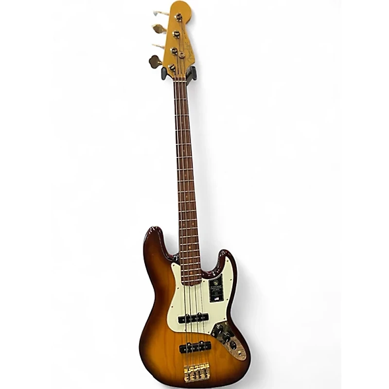 Used Fender 75th Anniversary Commemorative American Jazz Bass Bourbon Burst Electric Bass Guitar