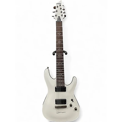 Used Schecter Guitar Research Demon 7 String White Solid Body Electric Guitar