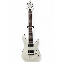 Used Schecter Guitar Research Demon 7 String White Solid Body Electric Guitar