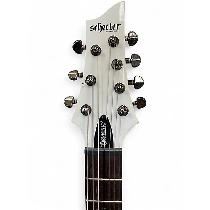 Used Schecter Guitar Research Demon 7 String White Solid Body Electric Guitar