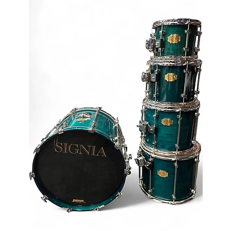 Used Premier 5 Piece Signia Maple Emerald Green Drum Kit