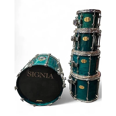 Used Premier 5 Piece Signia Maple Emerald Green Drum Kit