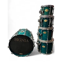 Used Premier 5 Piece Signia Maple Emerald Green Drum Kit