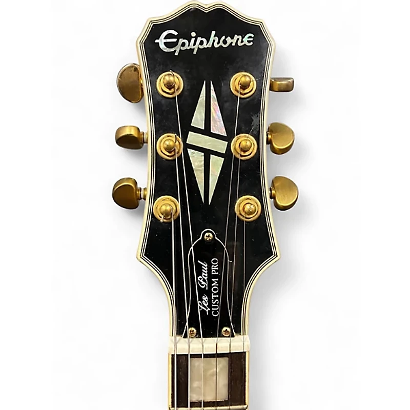 Used 2015 Epiphone Les Paul Custom Pro Alpine White Solid Body Electric Guitar
