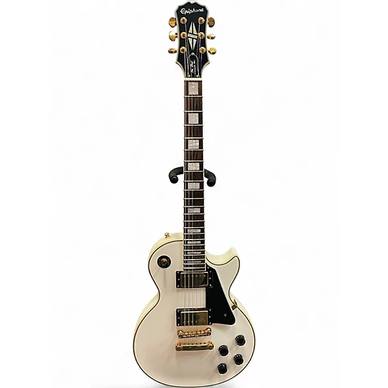 Used 2015 Epiphone Les Paul Custom Pro Alpine White Solid Body Electric Guitar