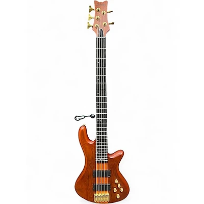 Used Schecter Guitar Research Stiletto Studio 5 String Honey Satin Electric Bass Guitar