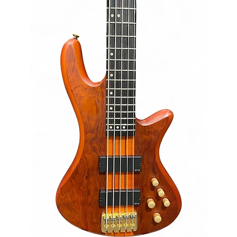 Used Schecter Guitar Research Stiletto Studio 5 String Honey Satin Electric Bass Guitar