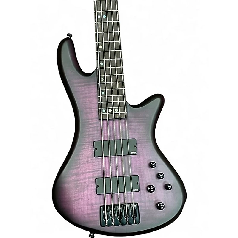 Used Schecter Guitar Research Stiletto Studio 5 String Trans Purple BURST Electric Bass Guitar