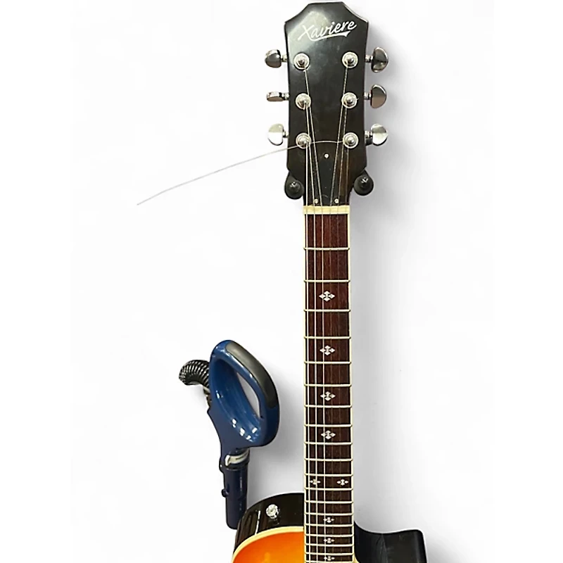 Used Xaviere LP Style Quilted Amber Burst Hollow Body Electric Guitar