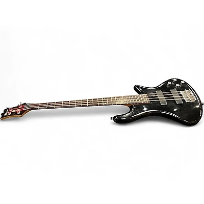 Used Schecter Guitar Research Stiletto Deluxe 4 String Black Electric Bass Guitar