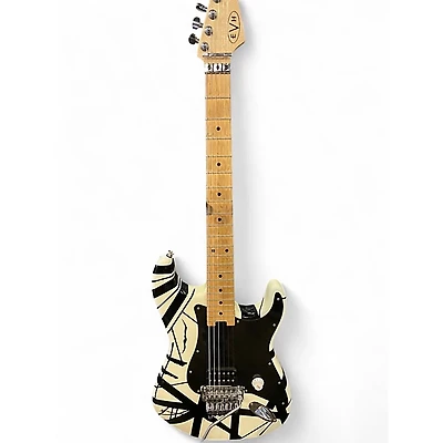 Used EVH Striped Series Frankie Black and White Solid Body Electric Guitar