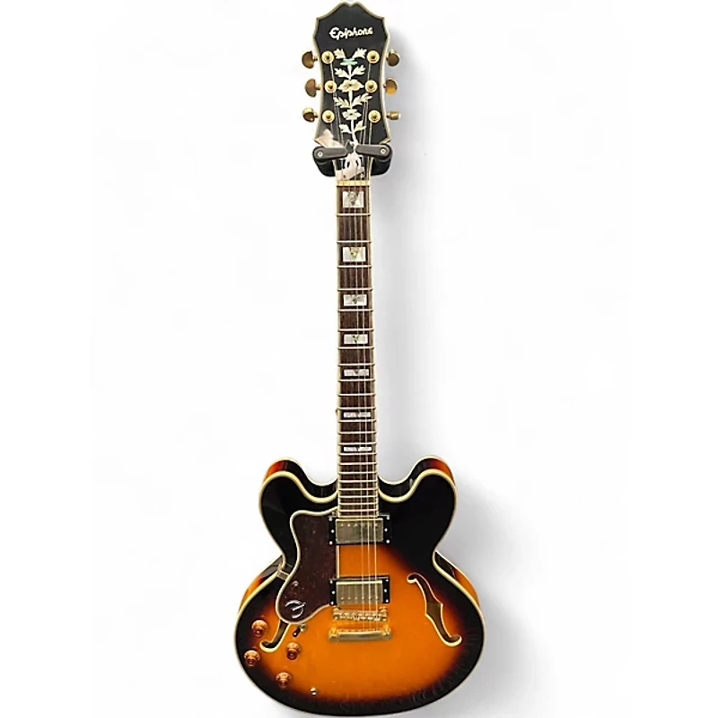 Used Epiphone Sheraton II Left Handed Sunburst Hollow Body Electric Guitar