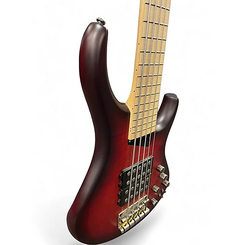 Used MTD KINGSTON SUPER 5 Crimson Red Burst Electric Bass Guitar