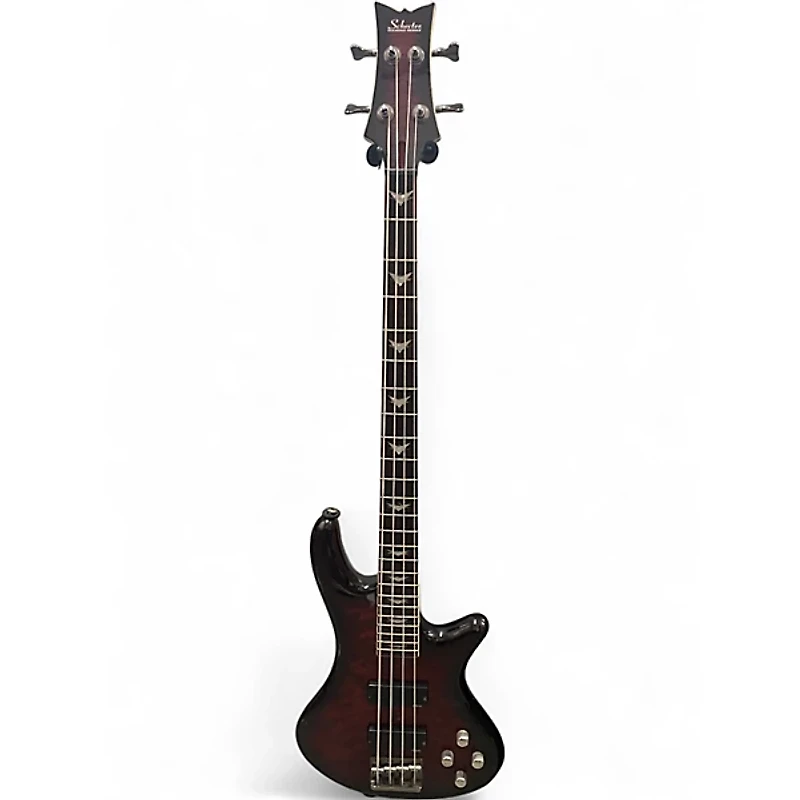 Used Schecter Guitar Research Stiletto Extreme 4 String Black Cherry Electric Bass Guitar