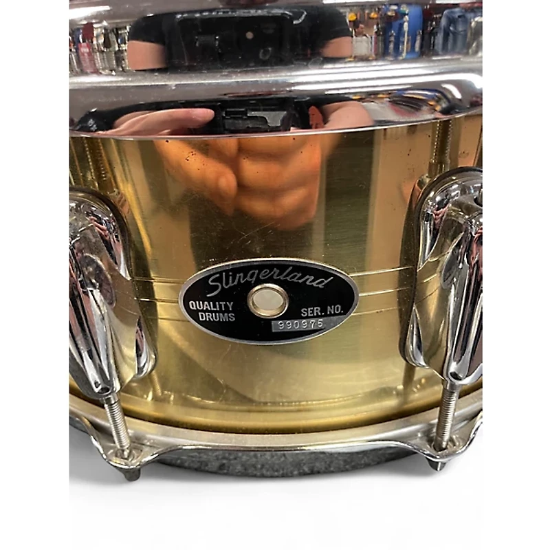 Used Slingerland 14in 10-Lug Brass Snare Drum BRASS Drum