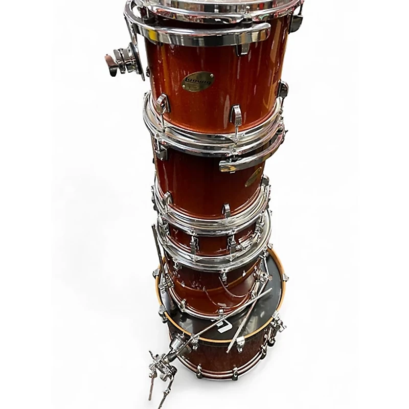 Used Ludwig 5 Piece Accent CS Custom Amber Sparkle Drum Kit