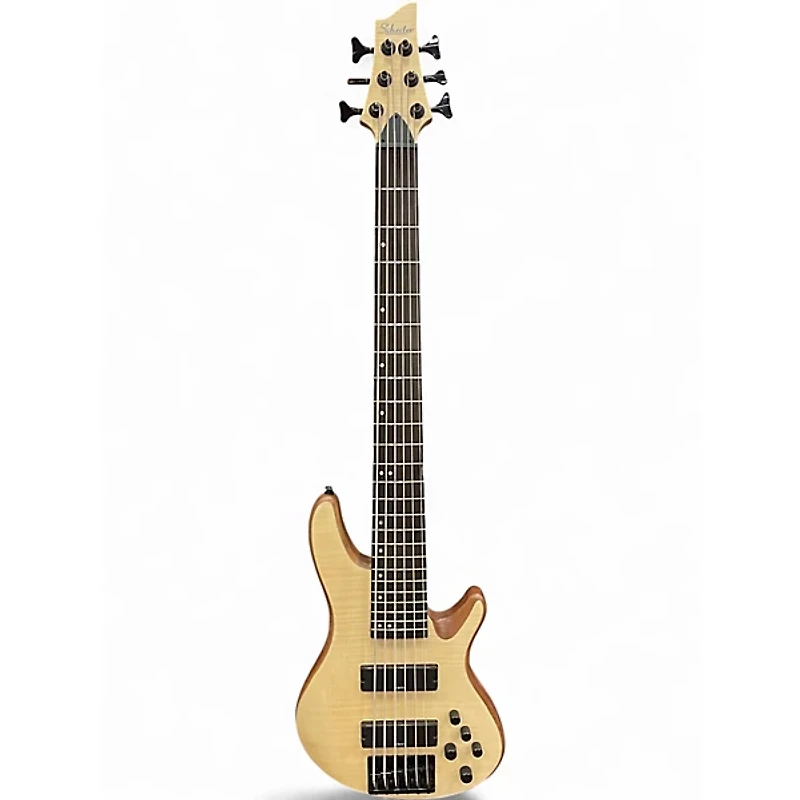 Used Schecter Guitar Research Stiletto Custom 6 String Natural Satin Electric Bass Guitar