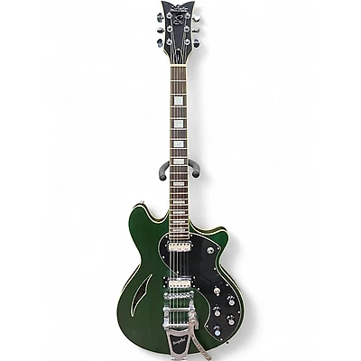 Used Schecter Guitar Research T S/H-1 Green Hollow Body Electric Guitar
