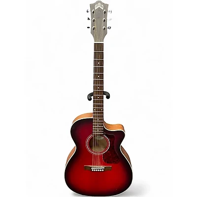 Used Guild OM-240CE Red Acoustic Electric Guitar