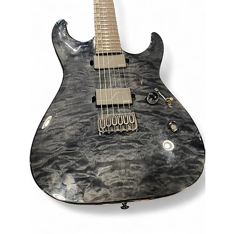 Used ESP LTD MH1000 Deluxe Trans Black Solid Body Electric Guitar
