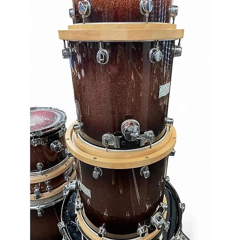 Used Mapex 8 Piece Saturn III Root Beer Sparkle Fade Drum Kit