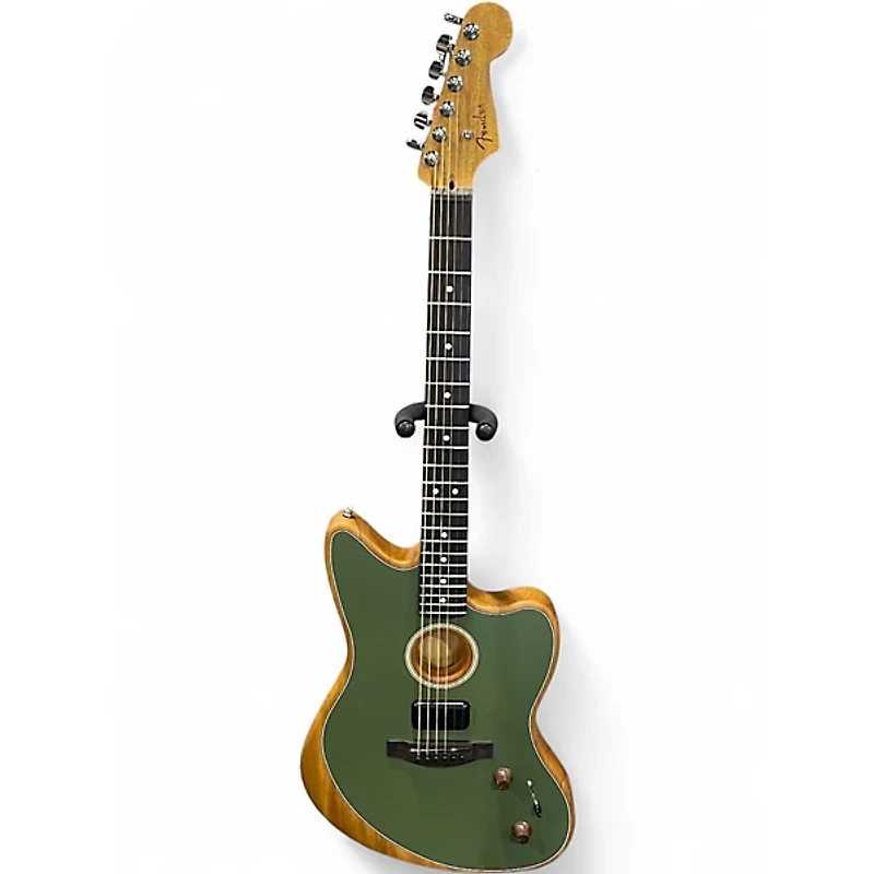 Used Fender ACOUSTASONIC PLAYER JAZZMASTER ANTIQUE OLIVE Acoustic Electric Guitar