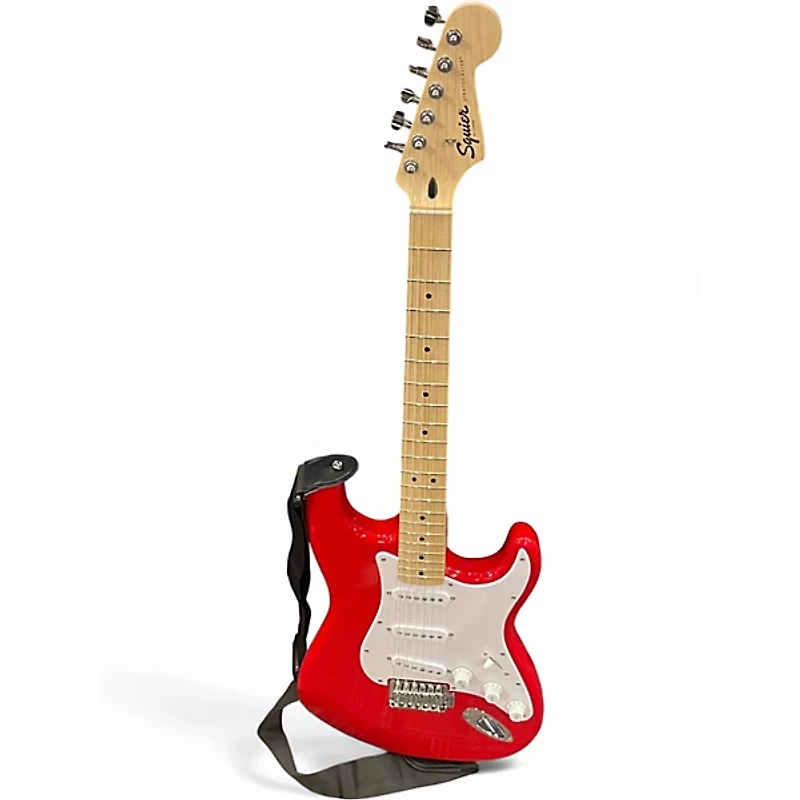 Used Squier Standard Stratocaster Cherry Solid Body Electric Guitar