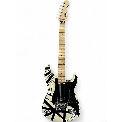 Used 2022 EVH Striped Series White with Black Stripes Solid Body Electric Guitar