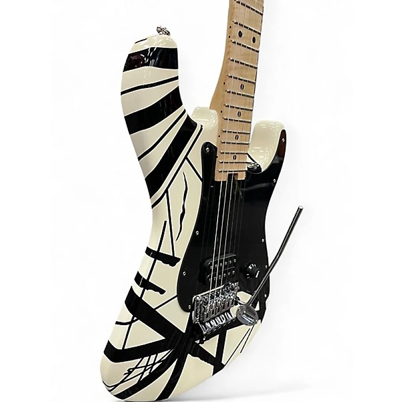 Used 2022 EVH Striped Series White with Black Stripes Solid Body Electric Guitar