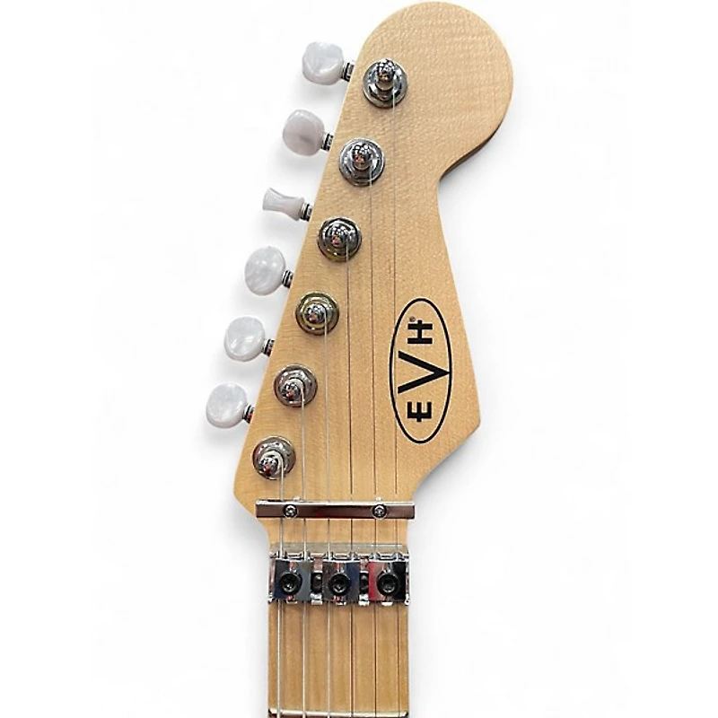 Used 2022 EVH Striped Series White with Black Stripes Solid Body Electric Guitar