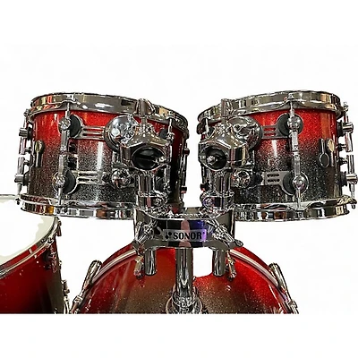 Used SONOR 4 Piece SQ2 Medium Beech Red and Grey Sparkle Drum Kit
