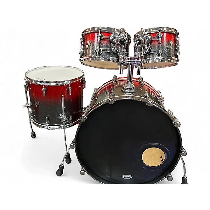 Used SONOR 4 Piece SQ2 Medium Beech Red and Grey Sparkle Drum Kit