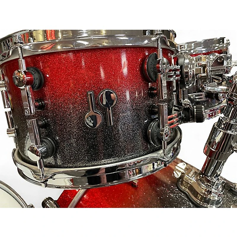 Used SONOR 4 Piece SQ2 Medium Beech Red and Grey Sparkle Drum Kit
