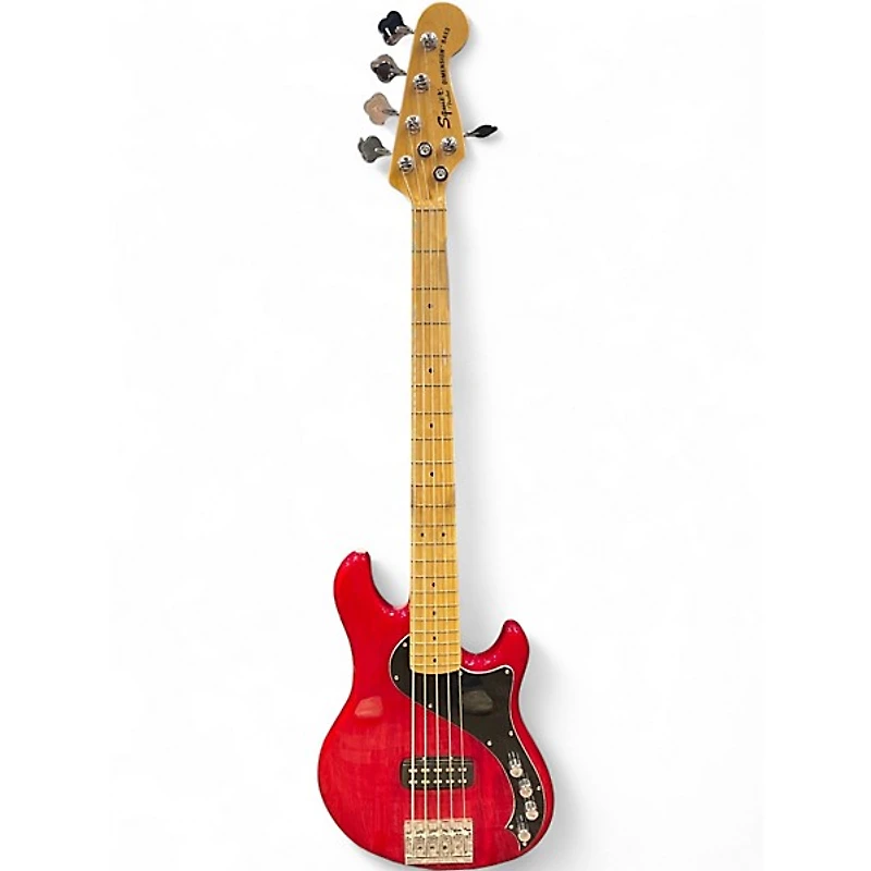 Used Squier Deluxe Dimension Bass V 5 String RED Electric Bass Guitar