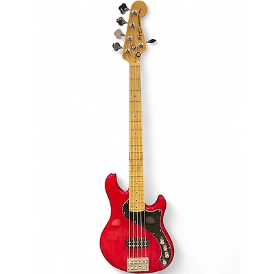 Used Squier Deluxe Dimension Bass V 5 String RED Electric Bass Guitar