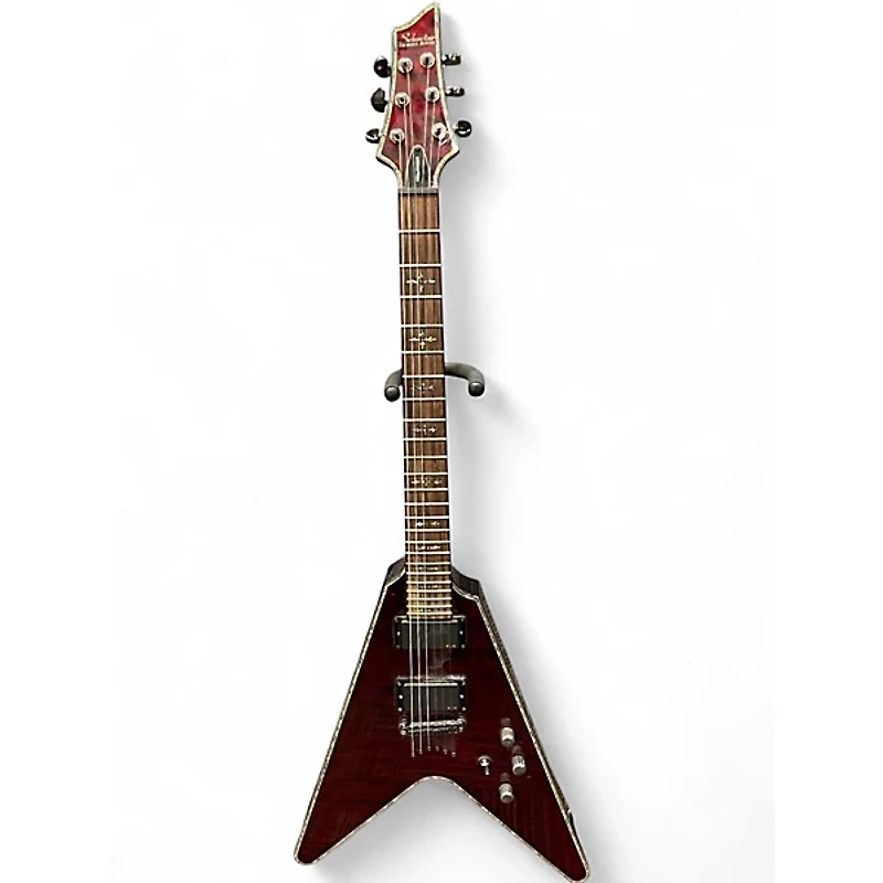 Used Schecter Guitar Research Hellraiser V1 Crimson Red Trans Solid Body Electric Guitar
