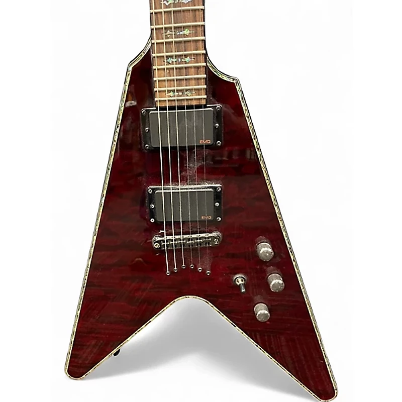 Used Schecter Guitar Research Hellraiser V1 Crimson Red Trans Solid Body Electric Guitar