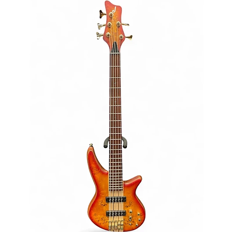 Used Jackson Pro Series Spectra Bass SB V Poplar Burl Cherry Sunburst Electric Bass Guitar