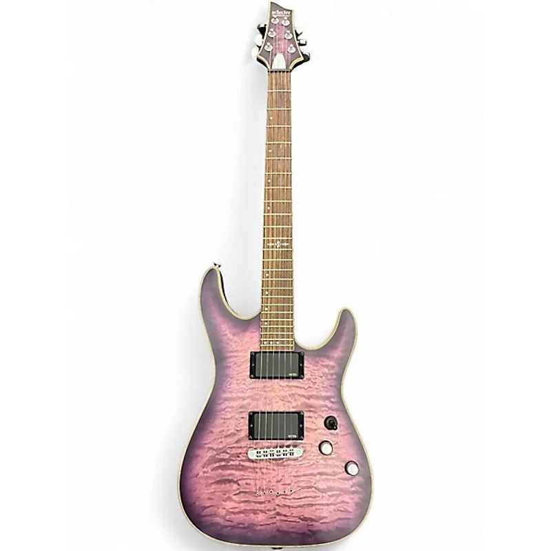 Used Schecter Guitar Research C1 Platinum Satin Purple Burst Solid Body Electric Guitar